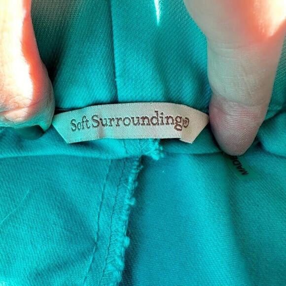 Soft Surroundings Green Blue Metro Denim Leggings Size Large L Button Detail - Picture 4 of 5